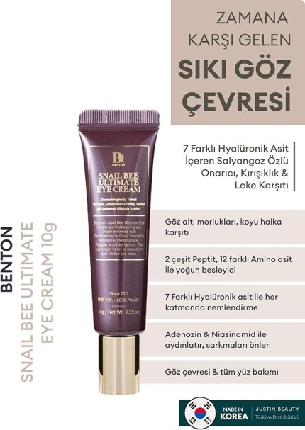 Snail Bee Ultimate Eye Cream Koyu Halka Karşıtı ​​Salyangoz Özlü Göz Kremi, 10 gr