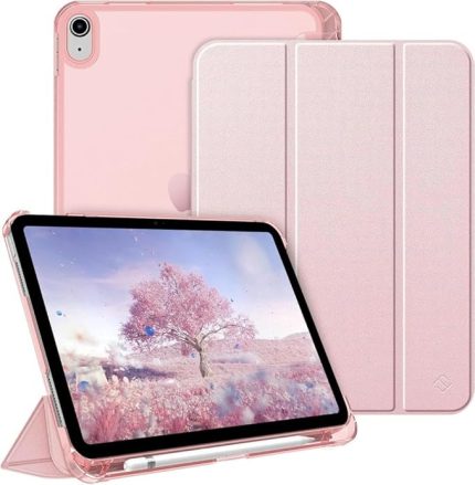 11.Nesil A16 11inç/10.Nesil 10.9inç ile uyumlu Kılıf Flip Cover Kalem Bölmeli PC Case Rose Gold