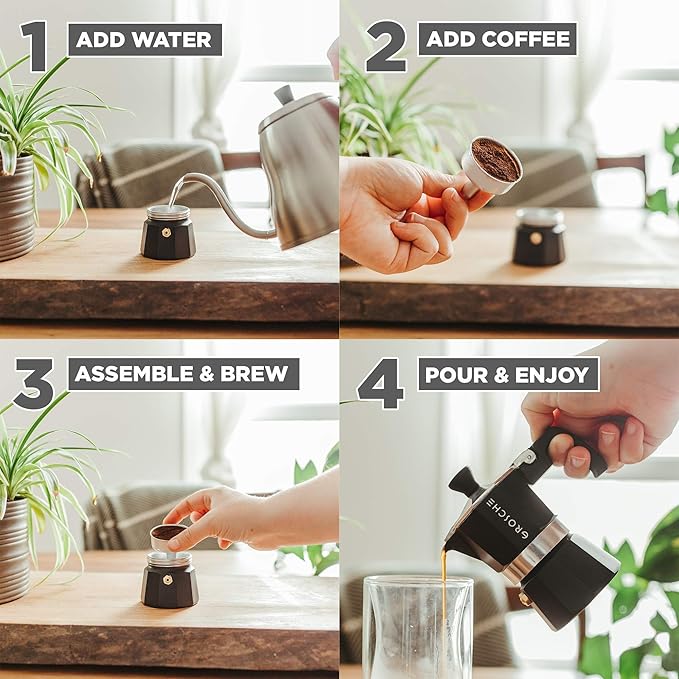 Milano Ocak Üstü Espresso Makinesi Moka pot 1 espresso Fincan - 17 fl, Siyah, Küba Soba üst kahve makinesi Moka İtalyan greca kahve makinesi bira percolator - Görsel 5