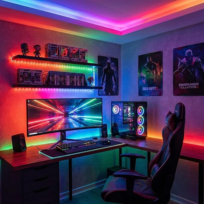Metre RGB Şerit LED Seti - Bluetooth Uygulama Kontrollü - Müziğe Duyarlı 5050 3 Çipli Tak Çalıştır - İç Mekan Silikonsuz Aydınlatma - Görsel 2