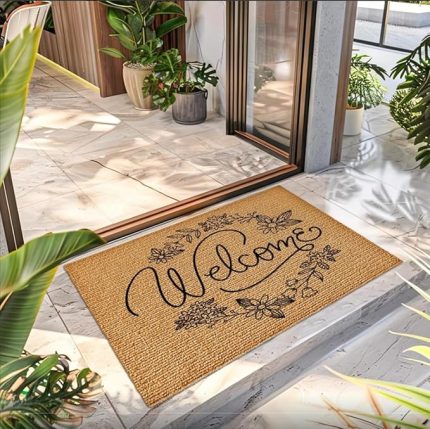 Welcome Flower Desenli Kapı Önü Halı Paspas
