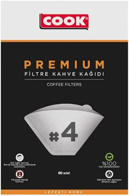 Premium Filtre Kahve Kağıdı, Ebat 4, 80 Adet