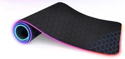 Boy XXL 80x30cm Mavi Petek Dilim Ritim Desenli RGB LED Işıklı Gaming Gamer Oyuncu Mouse Pad Kaymaz Kauçuk Taban