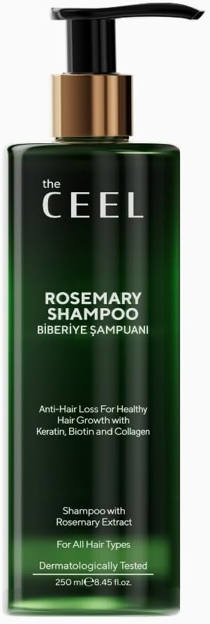 Ceel Biberiye Saç Bakım Şampuanı 250 ml - Keratin, Biotin ve Hidrolize Kolajen İçeren Hacim ve Parlaklık Destekleyici Saç Şampuanı, Saç Derisi Ferahlatıcı Günlük Bakım Şampuanı