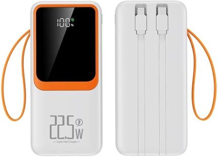 H31 20000 MH PD 20W ve USB 22.5W FAST HIZLI ŞARJ DAHİLİ TYPE C VE LİGHTNİNG KABLOLU DÜNYA STANDARTLARINA UYGUN POLYMER BATARYA BİREBİR AMPER LCD GÖSTERGELİ POWERBANK (BEYAZ)