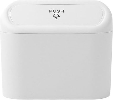 Aksesuar Araba Çöp Kutusu Portatif Araç İçi Taşınabilir Kapaklı Organizer Çöp Kovası (Beyaz)