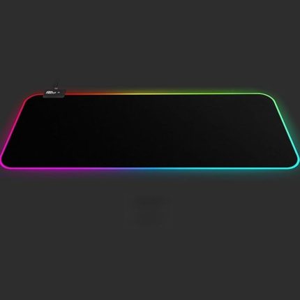 Boy XXL 80x30 cm PC Kısayol Kodlar Desenli RGB LED Işıklı Gaming Gamer Oyuncu Mouse Pad Kauçuk Malzeme Kaymaz Taban (Düz Siyah)