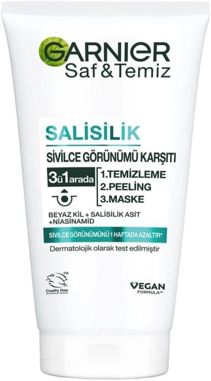 Saf & Temiz Salisilik Sivilce Görünümü Karşıtı 3'ü 1 Arada (Beyaz Kil, Salisilik Asit, Niasinamid)