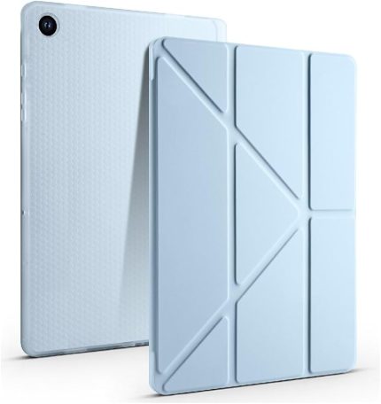 Galaxy Tab A9 Plus 11 İnç X210 Uyumlu Kalem Bölmeli Smart Cover Tablet Kılıf – Katlanabilir Standlı, Otomatik Uyku Modlu, Darbe Emici İnce Tasarım (Açık Mavi)