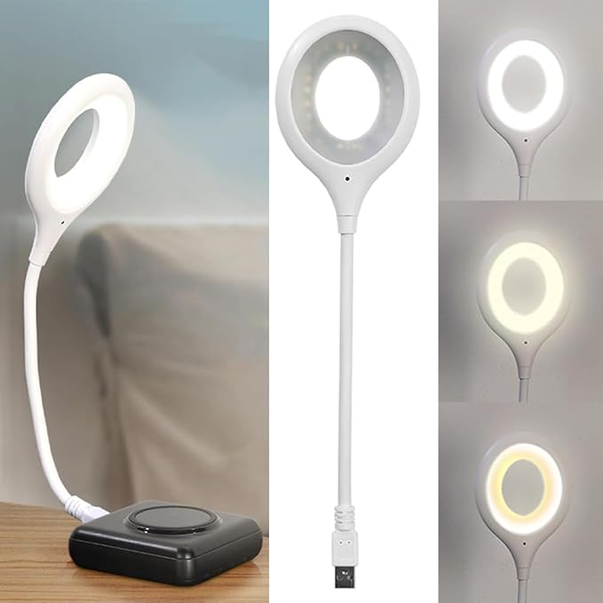 Kontrol 3 Renk Işık Modlu Akrobat USB LED Kitap Okuma Işığı, USB Gece Işığı Lambası, 20 LED, Sesle Kontrol Masası Işığı, Ses Komutları Açıklamada Mevcuttur - Görsel 5