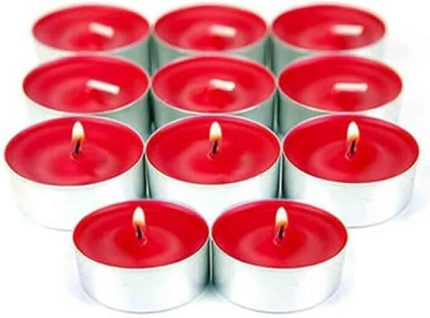 Home Tealight Mum Seti, Para Mum, Çaydanlık Mumu, Dekorasyon ve Özel Günler İçin Fondü Kokulu, Zarif ve Uzun Yanma Süreli Mumlar (8 Adet, Kırmızı)