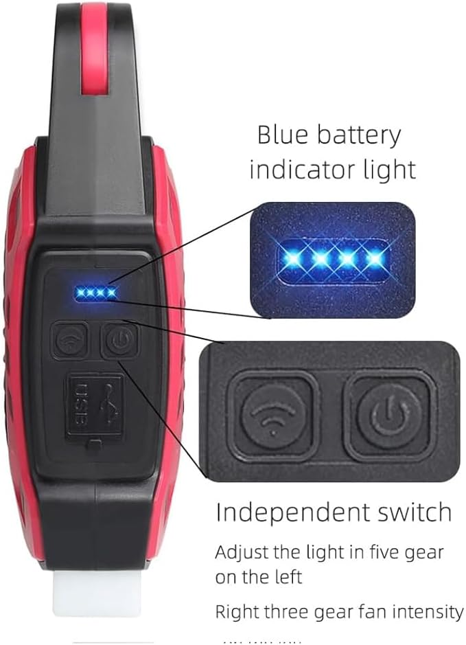 Fonksiyonlu Şarjlı Fanlı Kamp Lambası, Taşınabilir Işık, Kamp Yürüyüş Balıkçılık Acil Durum Deprem USB Şarj Edilebilir Vantilatör Fanlı Kamp Işığı - Görsel 3