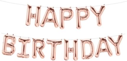 Birthday Folyo Balon (Rose Gold Düz Yazı)