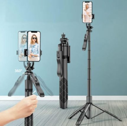 Profesyonel Tripod Ve Selfie Çubuğu L16 Bluetooth Uzaktan Kumandalı 153 cm Cep Telefonu Yüksekliği Ayarlanabilir Masaüstü Portatif Taşınabilir İç Dış Mekan Evde Tatilde Kampda Kullanım Uygun