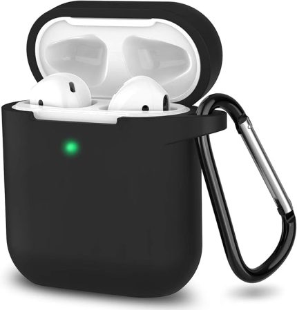 AirPods 1/2. Nesil ile Uyumlu İnce ve Hafif Silikon Kılıf, Yumuşak Esnek Tasarım, Anahtarlıklı, Kablolu ve Kablosuz Şarj Uyumlu, Günlük Kullanım Aksesuarı – Siyan (A1523 A1722 A1602 A2031 A2032)
