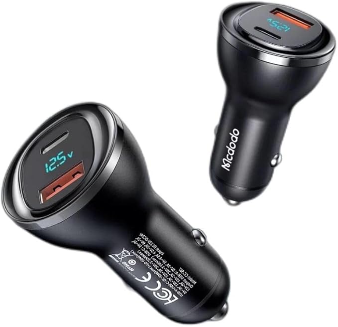 Cc-5670 95W 1Xtype-C 1Xusb Girişli Dijital Göstergeli Araç Çakmak Şarji, Siyah - Görsel 2