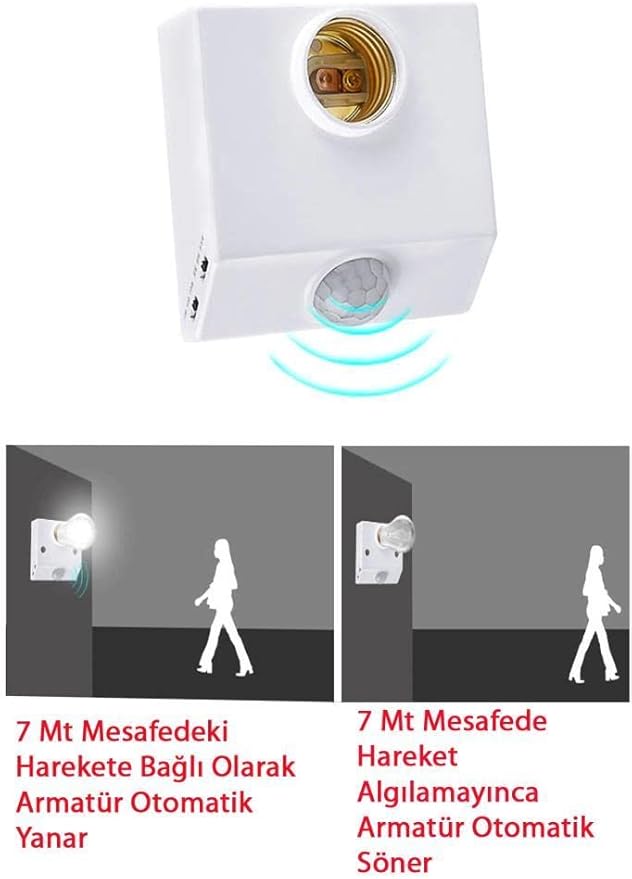 (60W) 360 Derece Hareket Sensörlü Lamba Beyaz 6500K E27 - Görsel 3