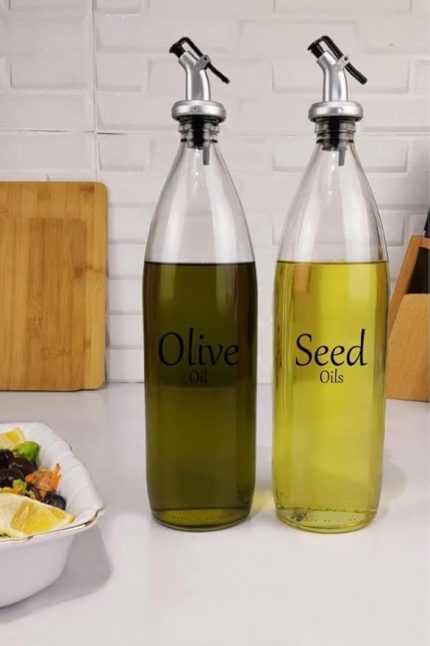 2'li Zeytinyağı ve Sıvıyağ Şişesi Yağdanlık 1000 Ml SH-003