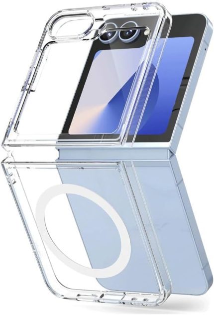 GİYİM & AKSESUAR Samsung Galaxy Z Flip 6 için Magsafe ile Uyumlu Arka Kısmı Şeffaf Kenarları Silikon Yapılı Güçlendirilmiş Mıknatıslı Wireless Kablosuz Şarj Destekli Kılıf