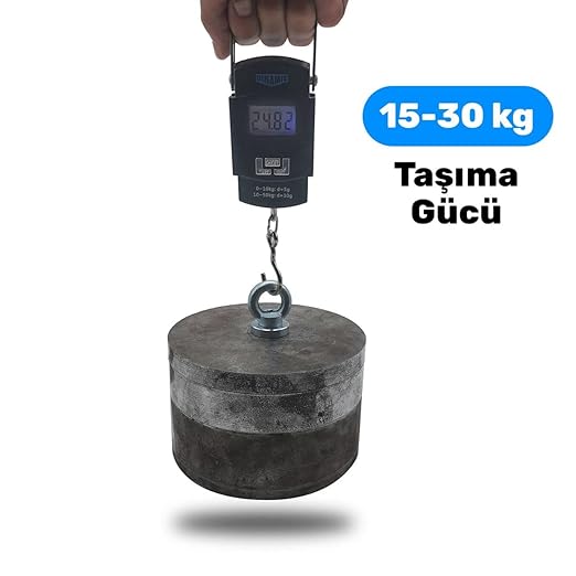 Deniz Mıknatısı - Fishing Magnet - Neodyum Daimi Çelik Mıknatıs - Halkalı Pot Mıknatıs - Nikel Kaplı - Paslanmaz - Kararma Yapmaz - Tuzlu Suya Dayanıklı (Ø32 mm (25 kg)) - Görsel 4