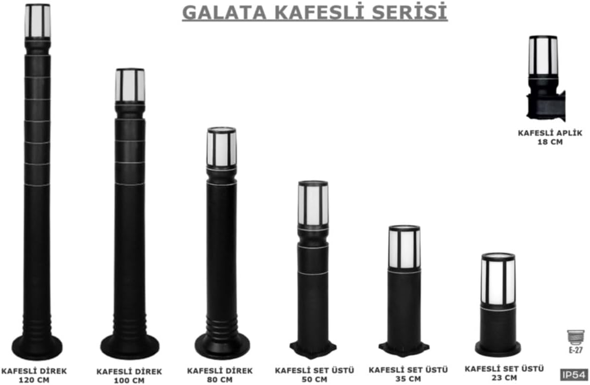 Kafesli 80 cm Set Üstü Bahçe Direk Lambaları Zita Patika Bahçe Aydınlatması E27 Duylu Ip54 220v (UG-ZT-0273K-80) - Görsel 4