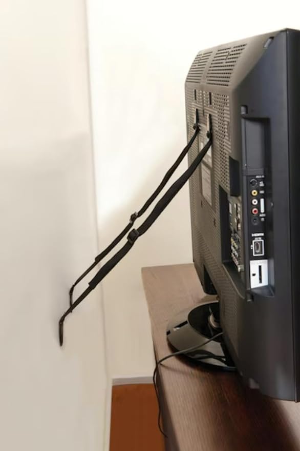 Led TV Askısı Dolap Gardırop Büfe Kitaplık Sabitleme Bebek Çoçuk Kedi Köpek Koruma Deprem Güvenlik Kemeri (1 Takım 2 Kemer)