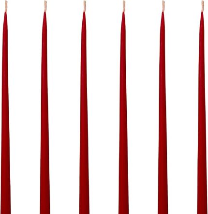 (6 Adet X 35Cm) Konik Balmumu Mum Şamdan Mumu Kırmızı Doğal Petek Bal Mumu Mum Dekoratif Beeswax Candle Red