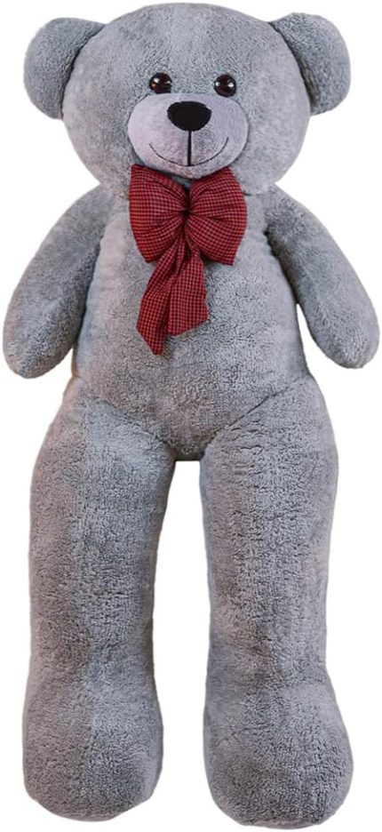 Oyuncak Gri Papyonlu Dev Pelüş Ayıcık,Sarılmalık Ayı,Sevgiliye Hediye Ayıcık(130cmGri)