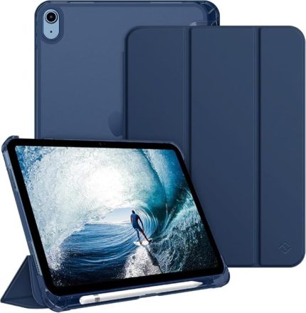 11.Nesil A16 11inç/10.Nesil 10.9inç ile uyumlu Kılıf Flip Cover Kalem Bölmeli PC Case Lacivert