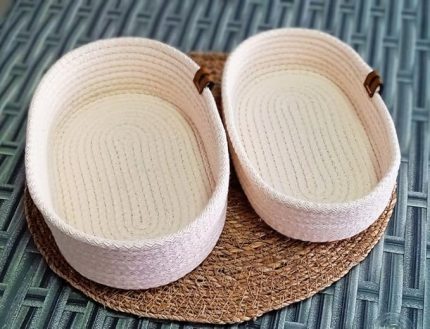 OVAL SEPET 15 * 25CM KREM EV BANYO HASIR JÜT ÇOK AMAÇLI HAVLU DÜZENLEYİCİ ORGANİZER