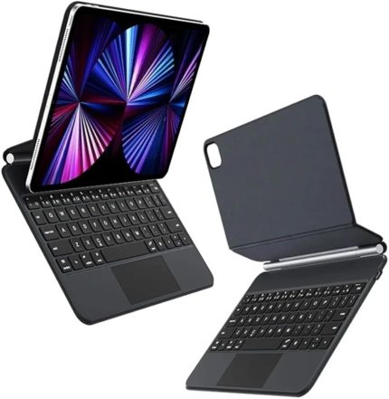 Ipad Pro 11 M4/M5/ 2025/2024 ile Uyumlu Türkçe Manyetik Bluetooth Magic Keyboard Touchpad Işıklı Klavyeli Kılıf