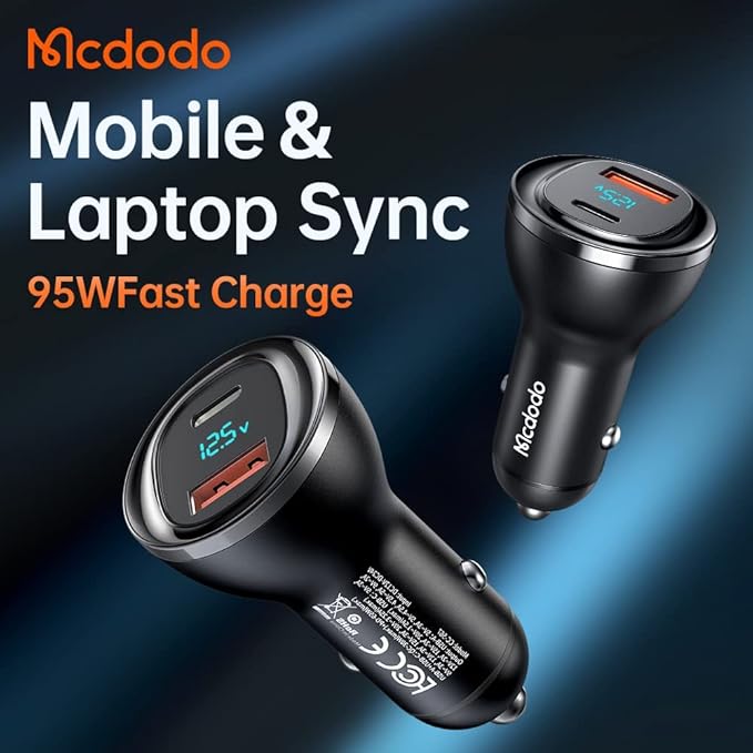 Cc-5670 95W 1Xtype-C 1Xusb Girişli Dijital Göstergeli Araç Çakmak Şarji, Siyah - Görsel 5