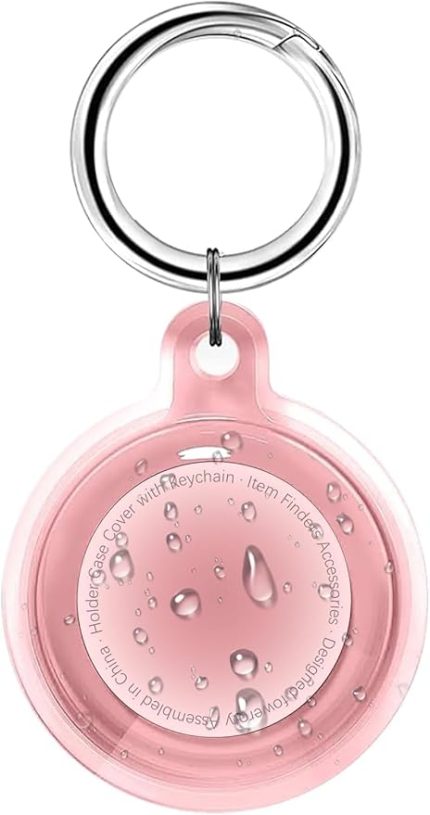 ile uyumlu Kılıf Su Geçirmez Ultra Şeffaf Görünümlü Kılıf ve Anahtarlık, Sert Silikon Şeffaf Renkli (Pembe)