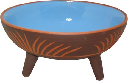 Sunum Kasesi, Seramik Ayaklı Sunum Kasesi, Servis Kasesi, Servis Tabağı, Kase, Tabak (Boncuk Mavi, 20 Cm)