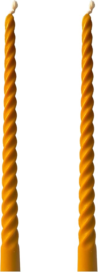 (2 Adet 27.5Cm) Balmumu Mum Konik Burgulu Balmumu Şamdan Mumu Doğal Petek Balmumu Mum Dekoratif Akmaz Kırılmaz Mum Bal Mumu Beeswax Candle (Sarı)