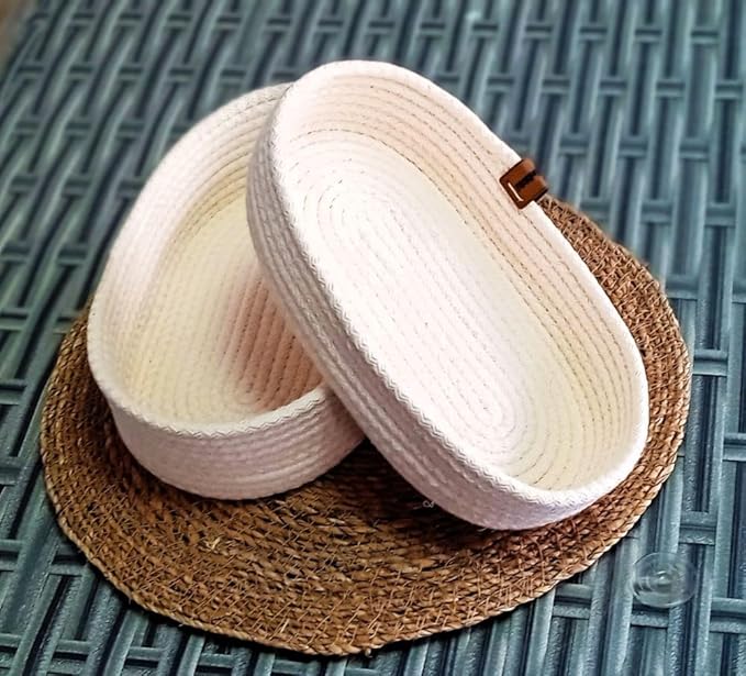 OVAL SEPET 15 * 25CM KREM EV BANYO HASIR JÜT ÇOK AMAÇLI HAVLU DÜZENLEYİCİ ORGANİZER - Görsel 2