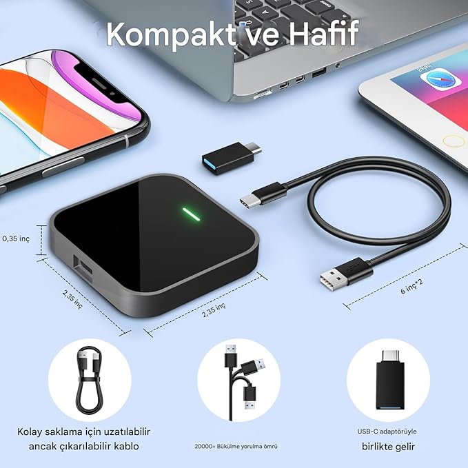 CarPlay ve Android Auto Adaptörü, 2GB RAM, 16GB ROM, YouTube Netflix Video Oynatma, Android 13 - Görsel 5