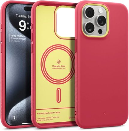 Caseology iPhone 15 Pro ile Uyumlu Kılıf Nano Pop Mag MagSafe özellikli Magenta Lychee - ACS06933