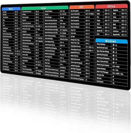 Boy 90x40 XXL Düz Siyah Mouse Pad Kauçuk Kaymaz Alt Taban Yumuşak Kumaş Oyuncu MousePad Bilgisayar ve Dizüstü Notebook Uyumlu (Pc Kısayollar)