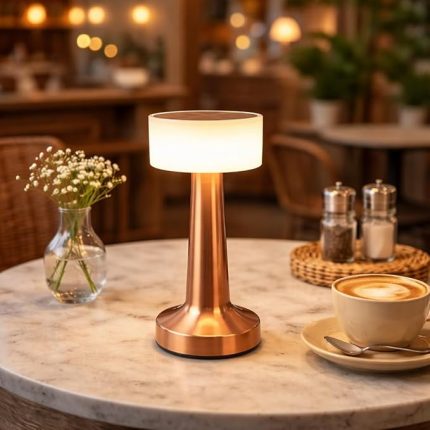 Masa Lambası İnci Rose – Dokunmatik, 3 Renk Işık Modu, Dekoratif Abajur, LED Cafe Restoran Masa Lambası, USB ile Şarj Edilebilir