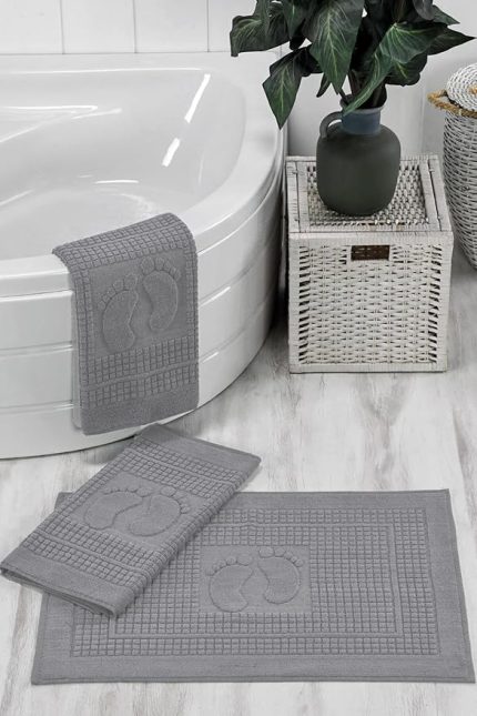 Banyo Ayak Havlusu%100 Pamuklu 50x70 cm Nice (Açık Gri)