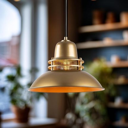 Tekli Sarkıt Aydınlatma Metal Sıvama, Ev, Ofis, Cafe, Restoran Avizeleri (Gold)