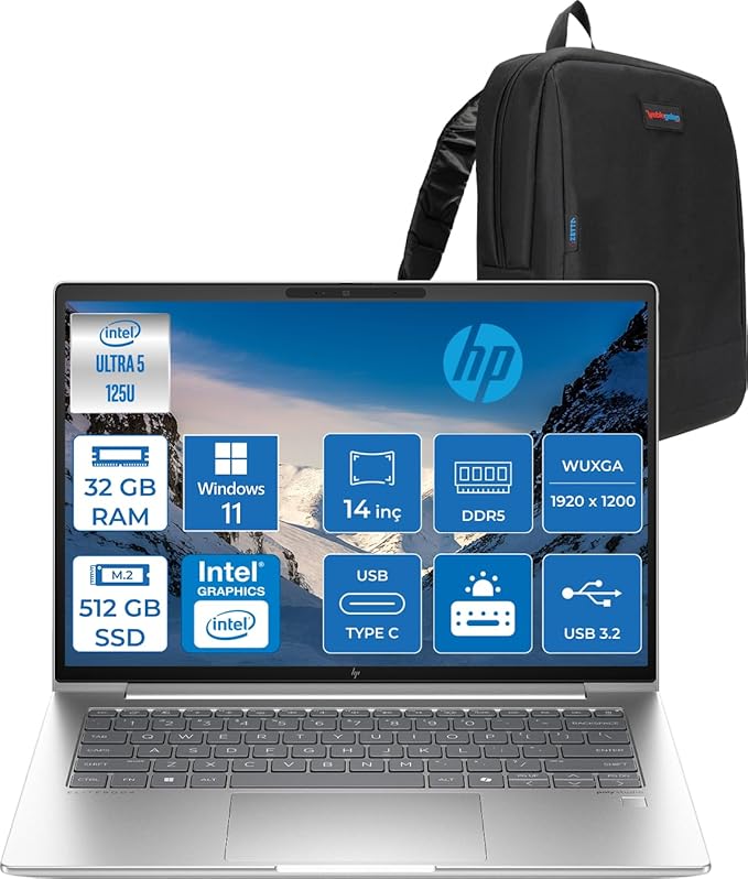 Elitebook 640 G11 Intel Core Ultra 5 125U Ddr5 32GB 512GB SSD Intel® Aı Boost 14" Wuxga IPS 400NITS Windows 11 Home Taşınabilir Bilgisayar B2PK3ESH09 + Zetta Çanta - Görsel 2