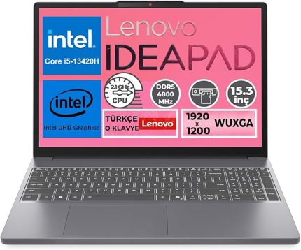 IdeaPad Slim 3 | i5-13420H | 8GB DDR5 RAM | 512GB SSD | 15.3" WUXGA (1920x1200) IPS 300nits Anti-glare, 45% NTSC, 60Hz | FreeDOS Laptop | 83K1004ETR