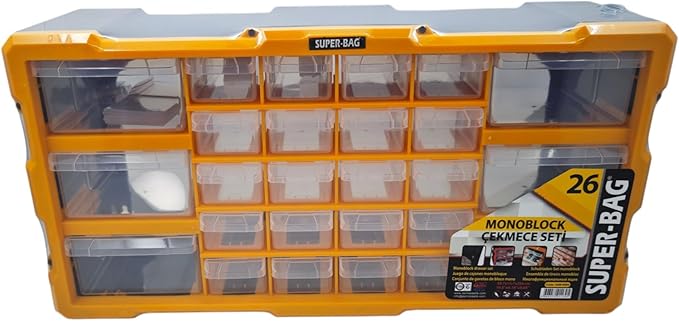 Bag 26'lı Mono Blok Çekmece Seti Hobby Organizer Seti Monoblok Çekmece Vida Dübel Kutusu Takı Kutusu ASR6004 - Görsel 3