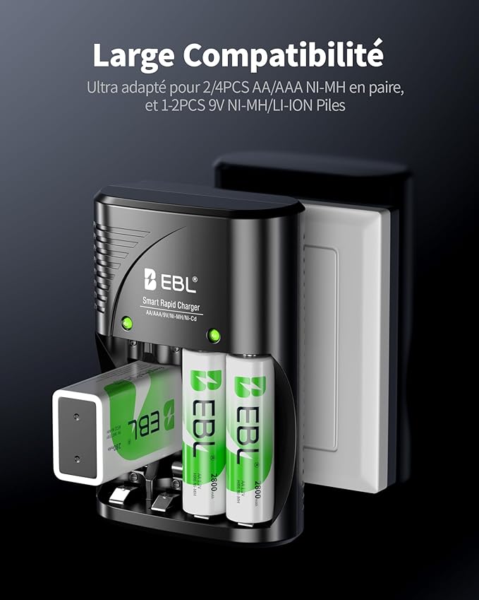 4 ADET AA 1.2V NIMH Şarj Edilebilir Piller, AA/AAA/9V NiMH Ni-CD Piller için Evrensel Şarj Cihazı - Görsel 2