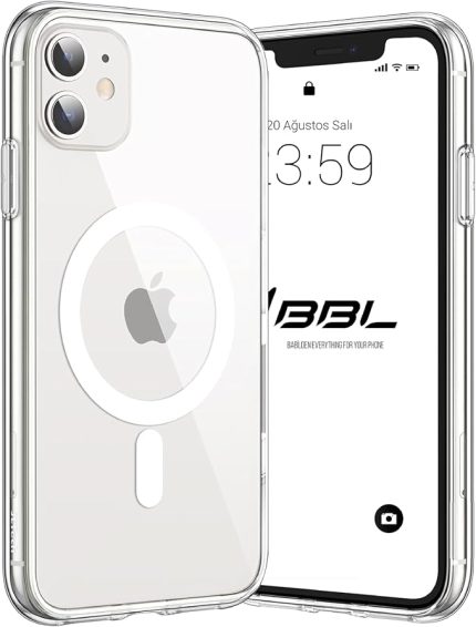 iPhone Magsafe Uyumlu Şeffaf Sert Kristal Mika Sararmaz Kılıf (iPhone 11)