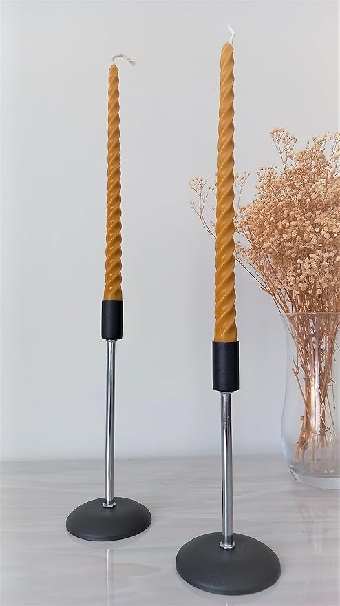 (2 Adet 27.5Cm) Balmumu Mum Konik Burgulu Balmumu Şamdan Mumu Doğal Petek Balmumu Mum Dekoratif Akmaz Kırılmaz Mum Bal Mumu Beeswax Candle (Sarı) - Görsel 5