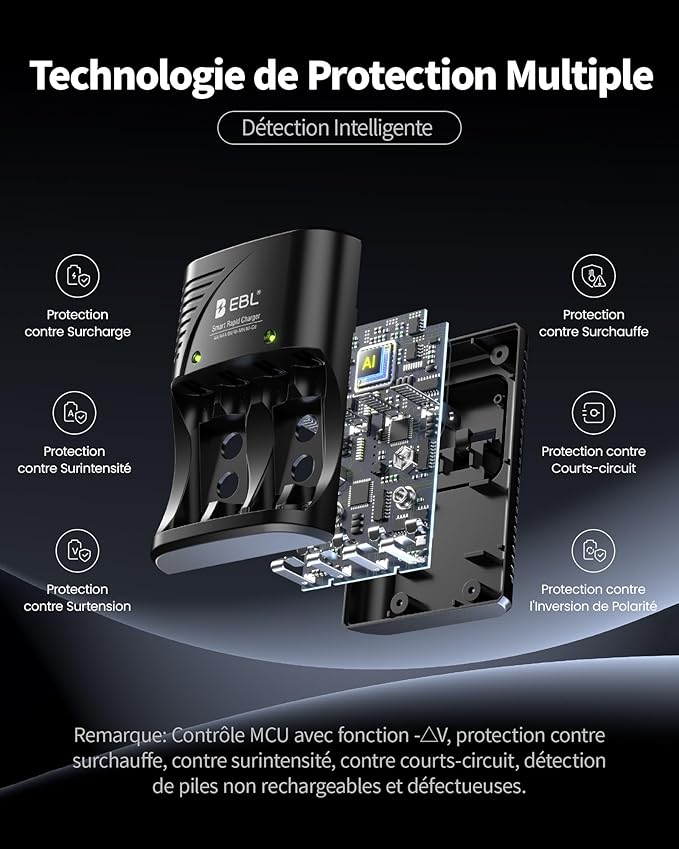 4 ADET AA 1.2V NIMH Şarj Edilebilir Piller, AA/AAA/9V NiMH Ni-CD Piller için Evrensel Şarj Cihazı - Görsel 5