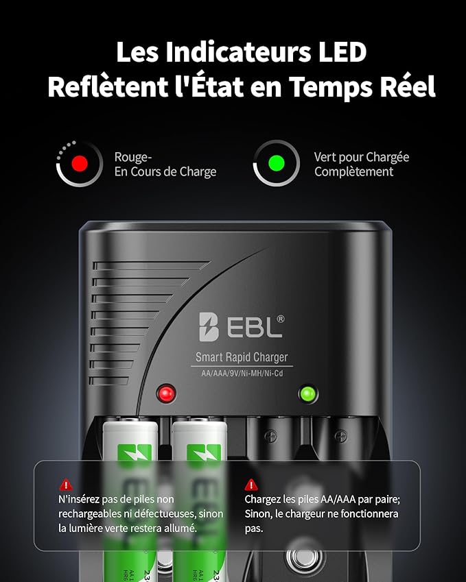 4 ADET AA 1.2V NIMH Şarj Edilebilir Piller, AA/AAA/9V NiMH Ni-CD Piller için Evrensel Şarj Cihazı - Görsel 3